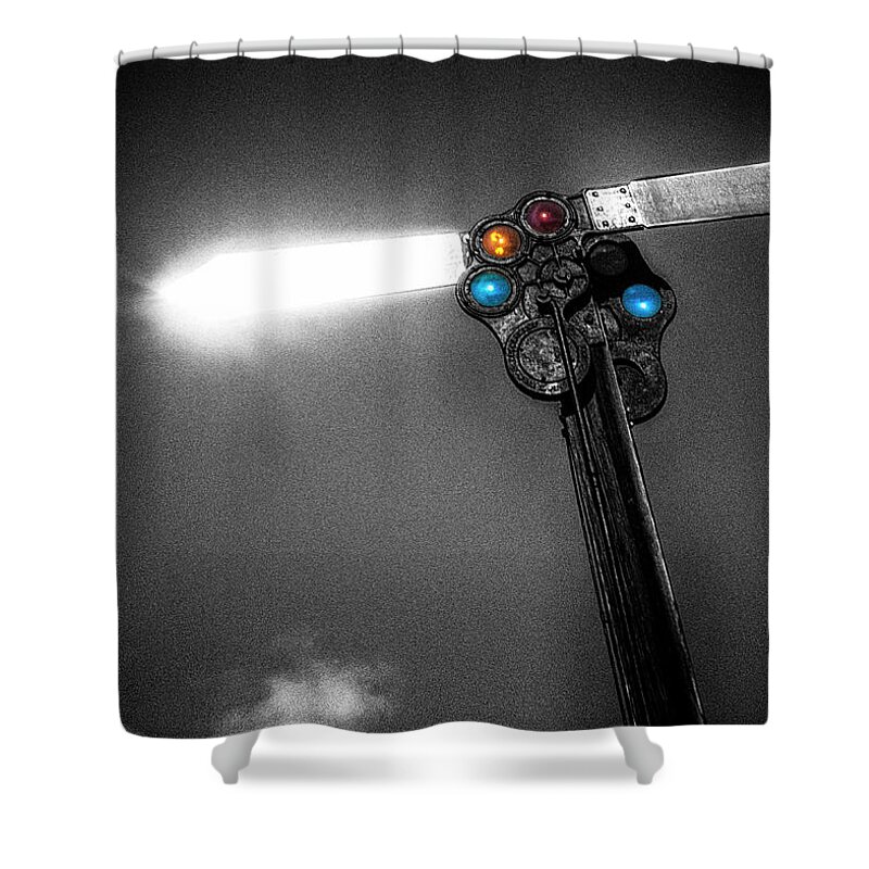 Trains Shower Curtain featuring the photograph Railroad Signal by Bob Orsillo