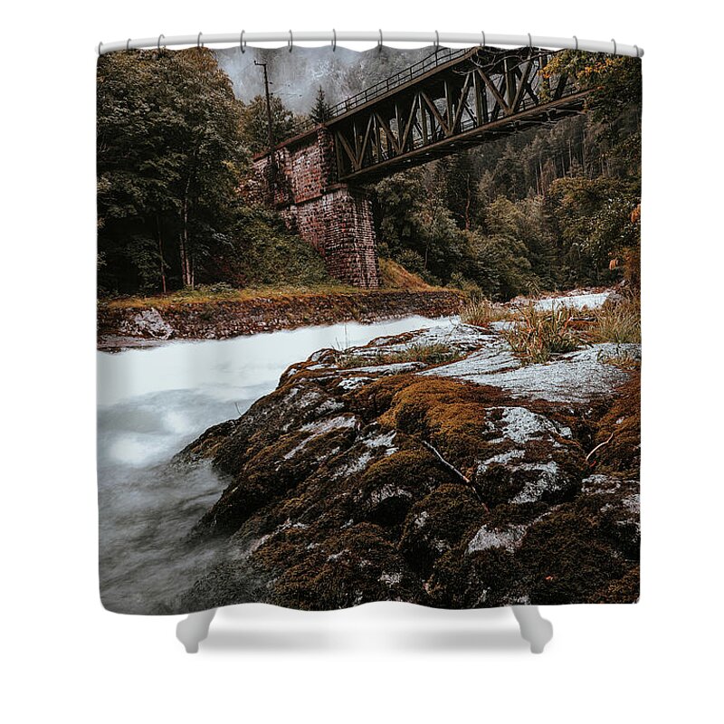 Transmission Shower Curtain featuring the photograph Railway bridge in Gesause National Park by Vaclav Sonnek
