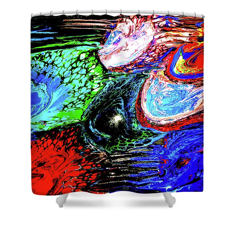 Flow Shower Curtain featuring the painting Rainbow Flow by Anna Adams