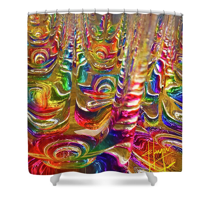 Rainbows Shower Curtain featuring the painting Rainbow Glasses 2 by DC Langer