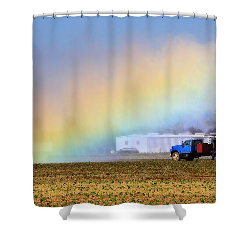  Farmland Shower Curtain featuring the photograph rainbow in Rural Miami-Dade County by Rudy Umans
