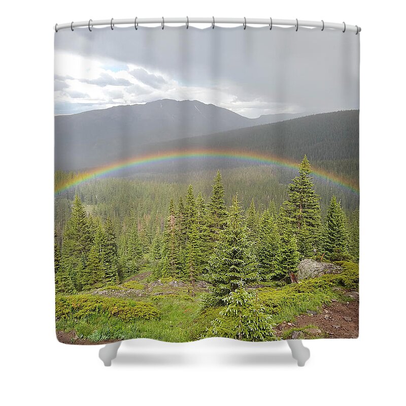 Rainbow Shower Curtain featuring the photograph Rainbow in the Valley by Aaron Spong