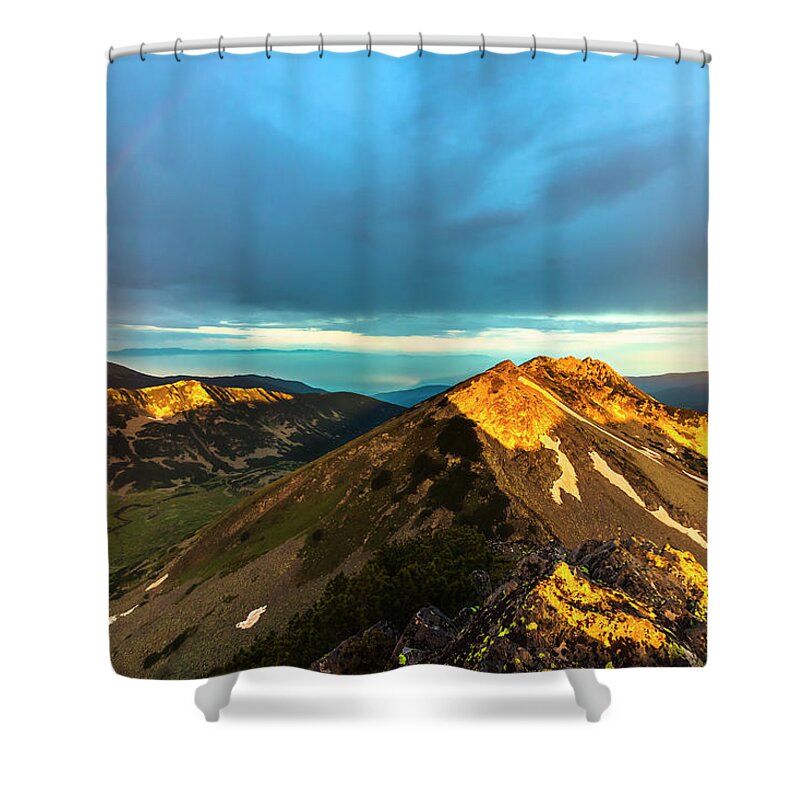 Bulgaria Shower Curtain featuring the photograph Rainbow Over the Mountain by Evgeni Dinev