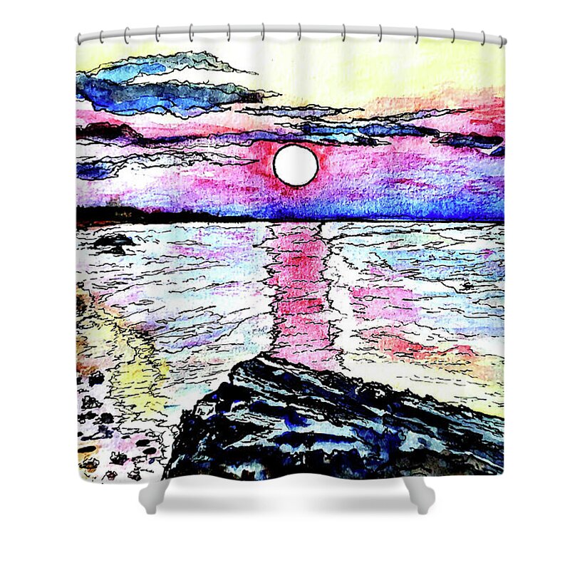 Eileen Kelly Shower Curtain featuring the painting Rainbow Reflections by Eileen Kelly