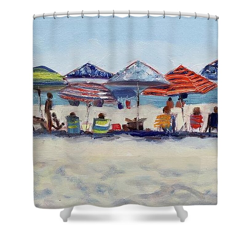 Impressionistic Beach Shower Curtain featuring the painting Rainbow Row by Maggii Sarfaty