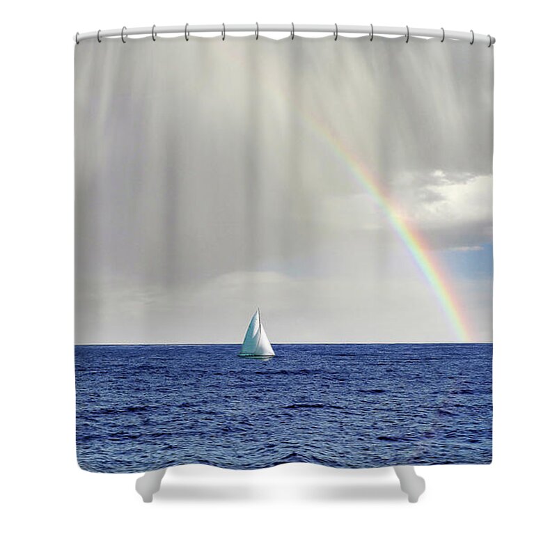 Landscape Shower Curtain featuring the photograph Rainbow Sailing by G Lamar Yancy