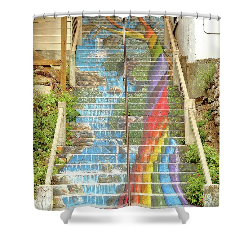 Stairway Shower Curtain featuring the photograph Rainbow Stairs by Lens Art Photography By Larry Trager