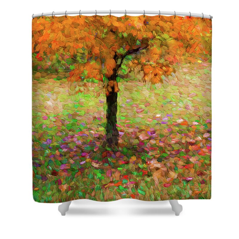 Fall Colors Shower Curtain featuring the digital art Rainbow Tree Impression by Kevin Lane