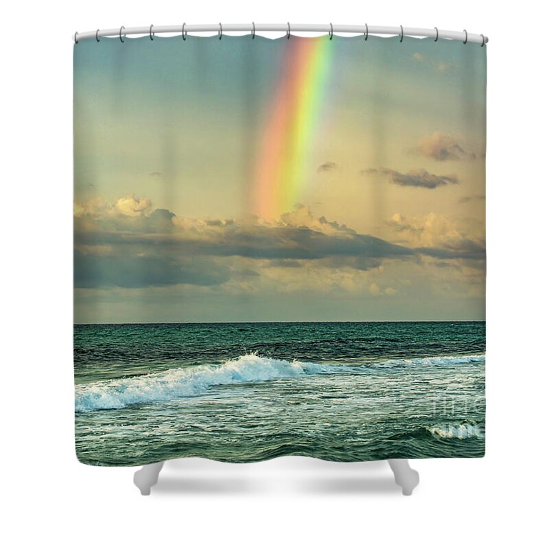 Rainbow Shower Curtain featuring the photograph Rainbow Waves, Pensacola Beach, Florida by Beachtown Views