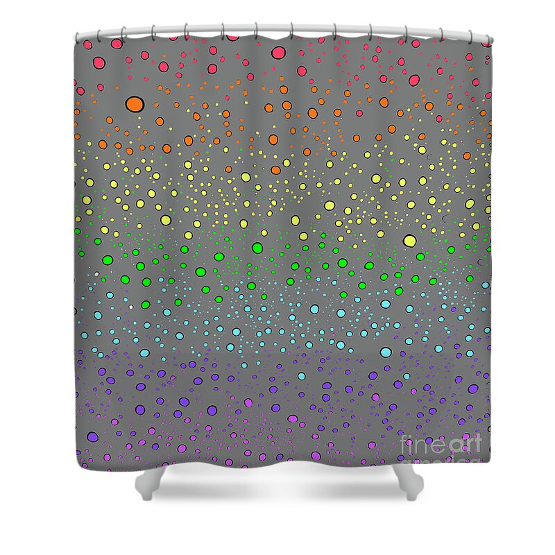 Masks Shower Curtain featuring the photograph Raindrops and Rainbow Grey by Karen Adams