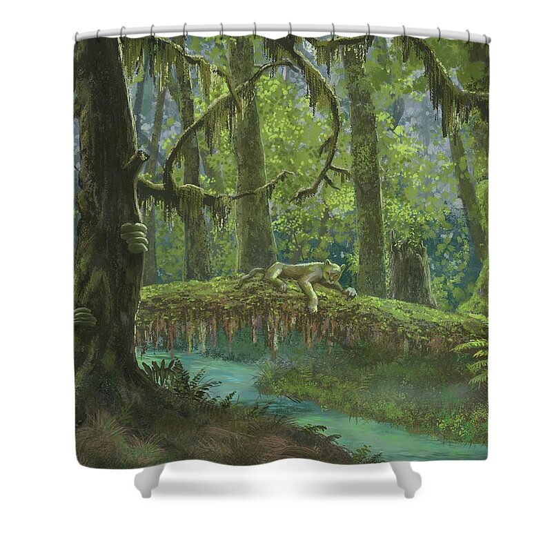 Rainforest Shower Curtain featuring the painting Rainforest Afternoon by Don Morgan