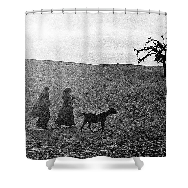 Rajasthan Goat India Shower Curtain featuring the photograph Rajasthan Goat Herders by Neil Pankler