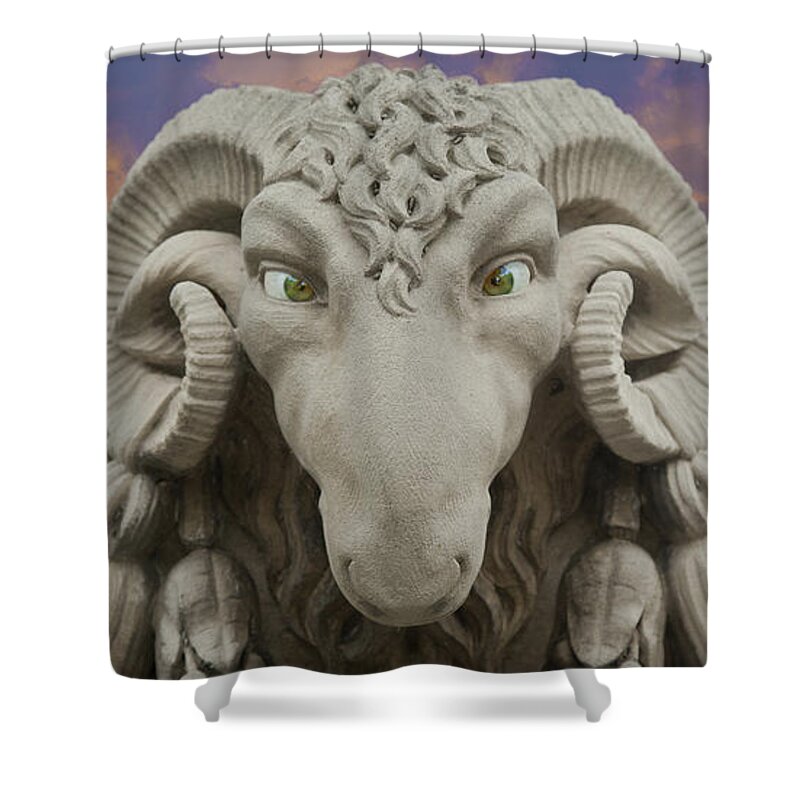 Ram Shower Curtain featuring the digital art Ram A Sees Naturally Stoned Poster by David Davies