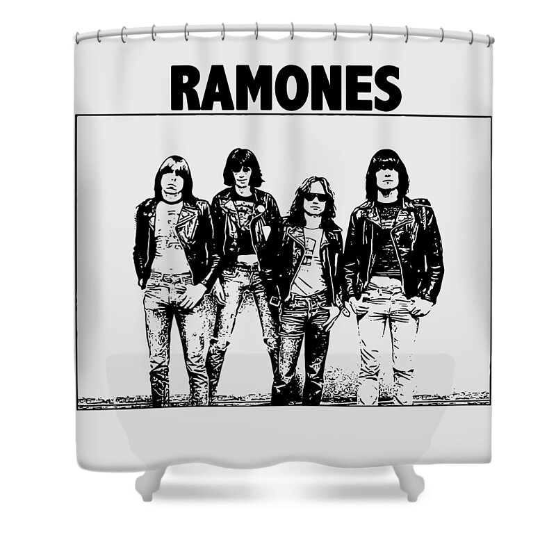 Ramones Shower Curtain featuring the digital art Ramones Silhouette Illustration by Christina Rick