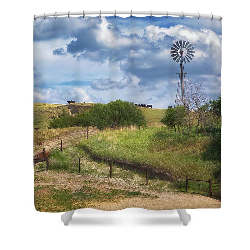 Nebraska Sandhills Shower Curtain featuring the photograph Ranching in the Sandhills by Susan Rissi Tregoning