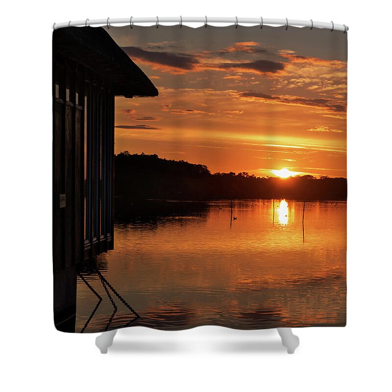 Sunset Shower Curtain featuring the photograph Ranworth Broads Sunset by Gareth Parkes
