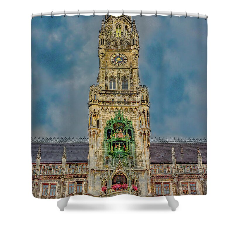 Munich Shower Curtain featuring the photograph Rathaus-Glockenspiel of Munich by Marcy Wielfaert