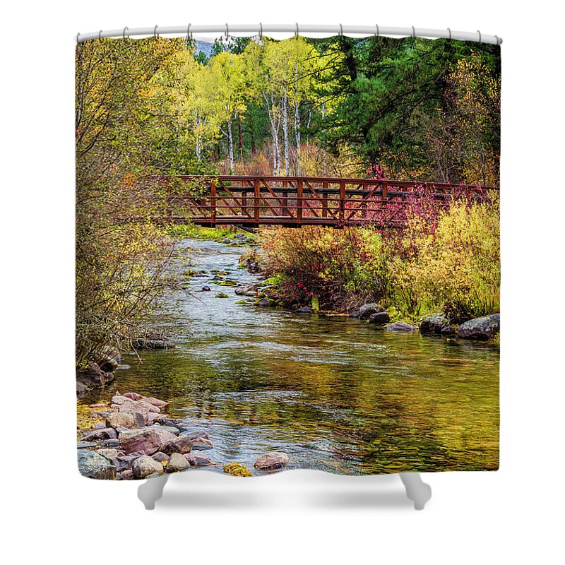 Fall Shower Curtain featuring the photograph Rattle Snake River Bridge by Pamela Dunn-Parrish