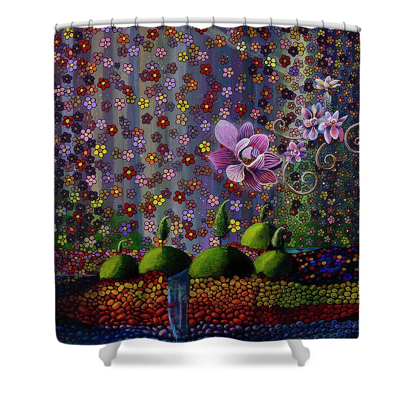  Shower Curtain featuring the painting Rays of Violet by Mindy Huntress