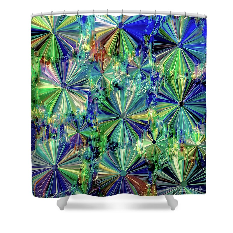 A-fine-art Shower Curtain featuring the mixed media Razzle Dazzle Flowers 5 by Catalina Walker