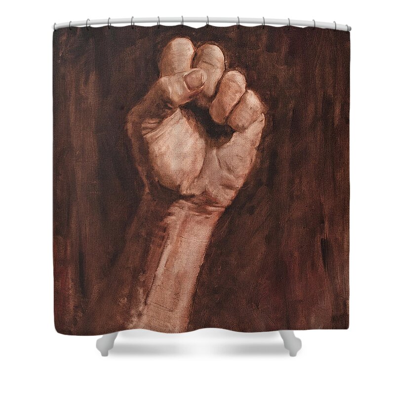 Hand Shower Curtain featuring the painting Rebellion by Christy Sawyer