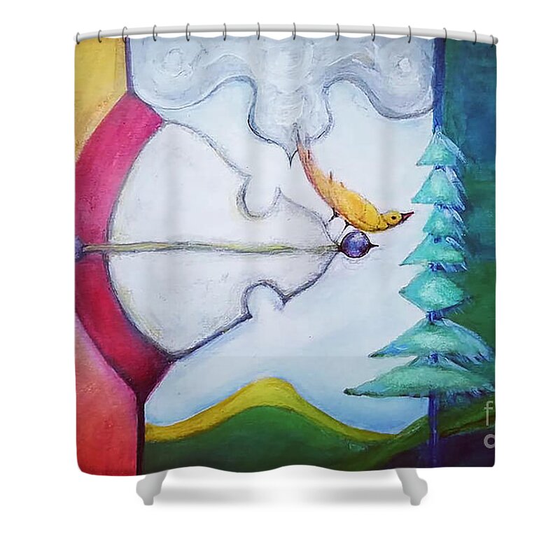 Bird Shower Curtain featuring the painting Recognition of Grace by Alexandra Vusir