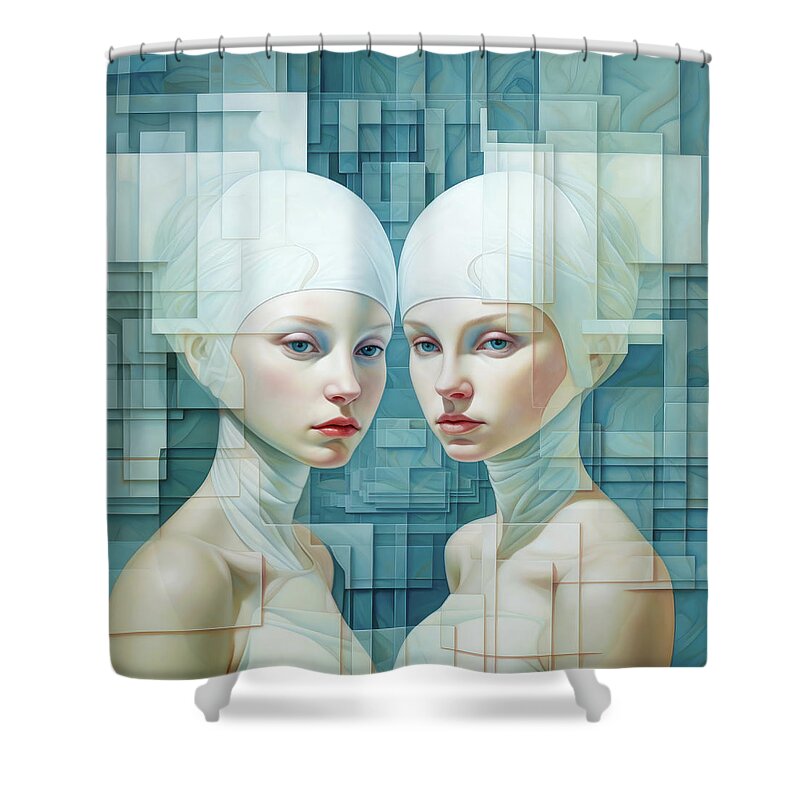 Woman Shower Curtain featuring the digital art Recursive Self 03 by Matthias Hauser