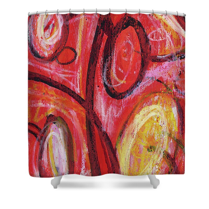 Red Shower Curtain featuring the painting Red Abstract 7. Non Objective Art. by Amy E Fraser