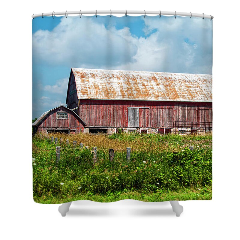 Red Barn Shower Curtain featuring the photograph Red Barn No.1 by Tammy Wetzel