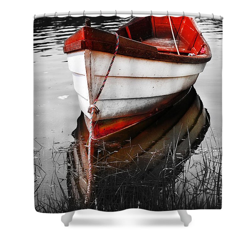 Red Boat Shower Curtain featuring the photograph Red Boat by Darius Aniunas