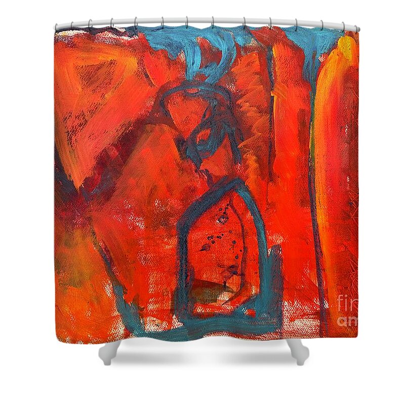 Shower Curtain featuring the mixed media Red Canyon by Val Zee McCune