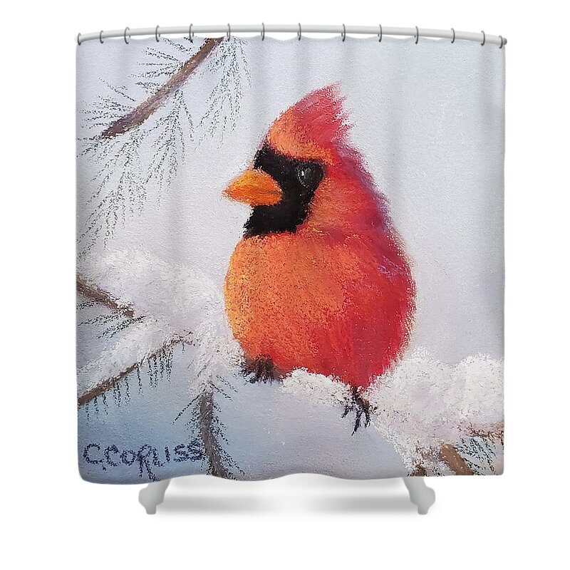  Shower Curtain featuring the pastel Red by Carol Corliss