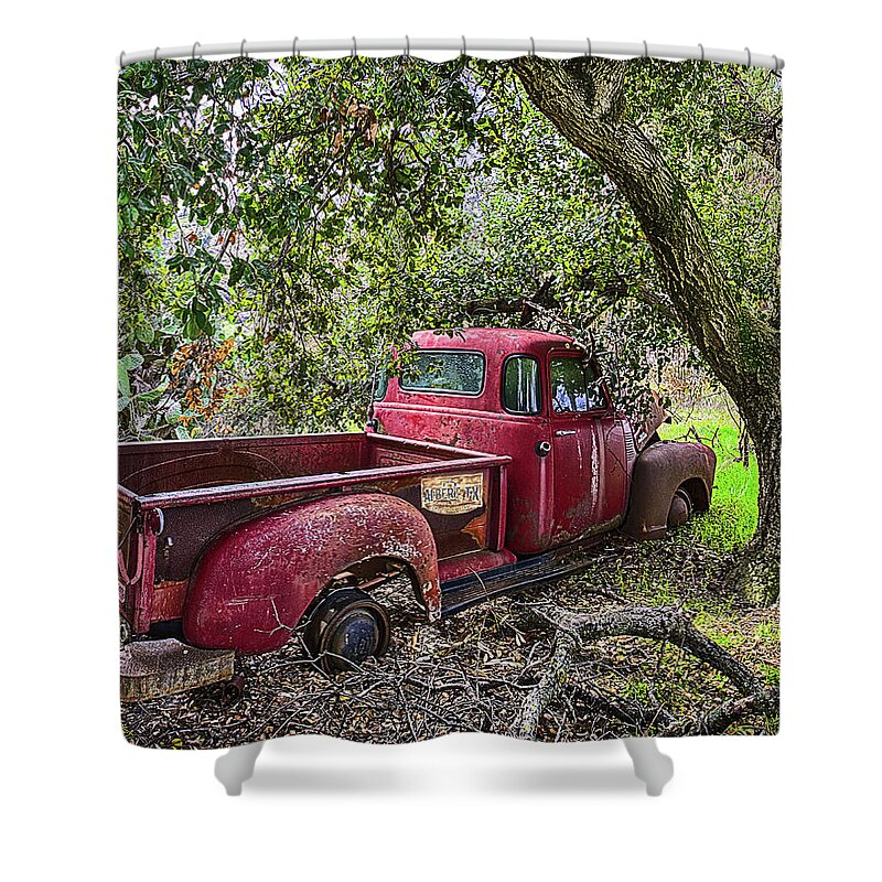 Chevy Shower Curtain featuring the photograph Red Chevy 1600 by Don Schimmel