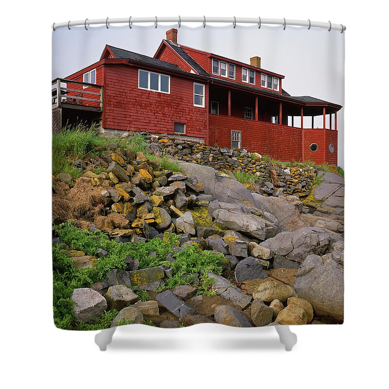 Tom Daniel Shower Curtain featuring the photograph Red Cottage by Tom Daniel
