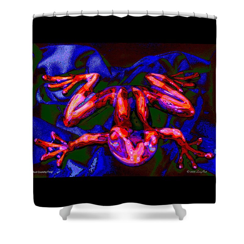 Frog Shower Curtain featuring the digital art Red Crunchy Frog by Larry Beat