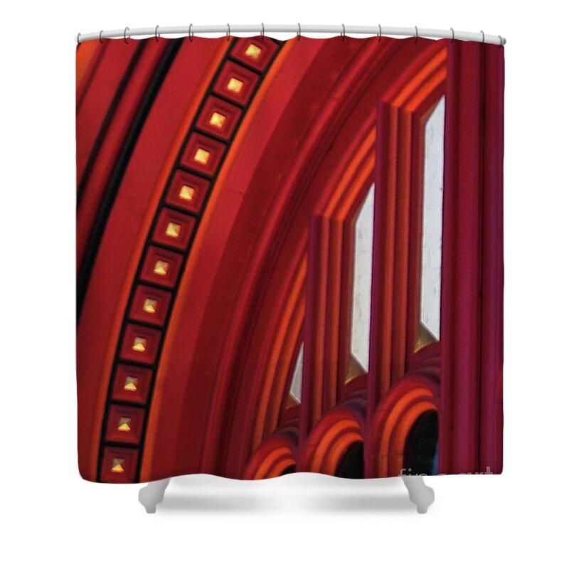 Red Shower Curtain featuring the photograph Red Door Abstract by Kimberly Blom-Roemer