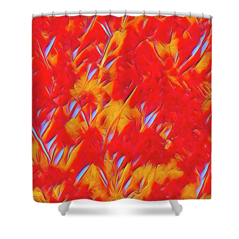 Abstract Shower Curtain featuring the painting Red Flame by Frank Lee