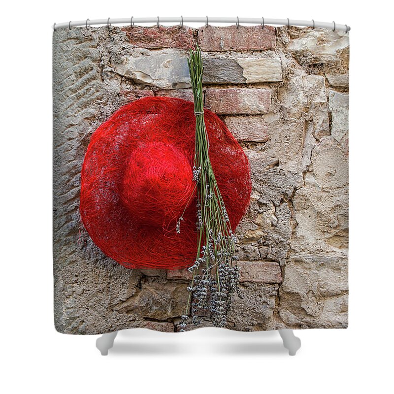 Red Hat Shower Curtain featuring the photograph Red Hat of Tuscany by David Letts