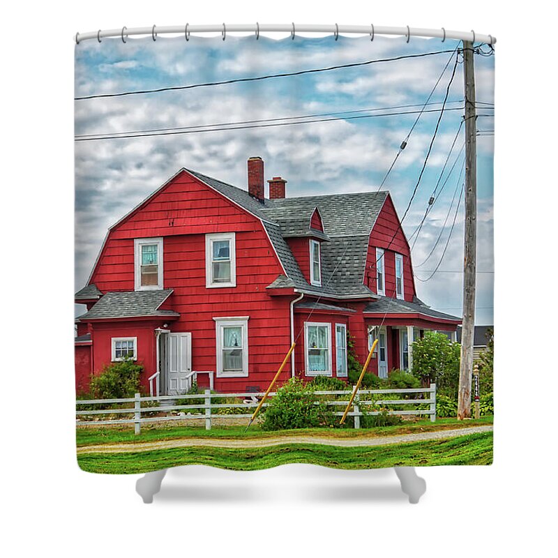 Nova Scotia Shower Curtain featuring the photograph Red house by Tatiana Travelways