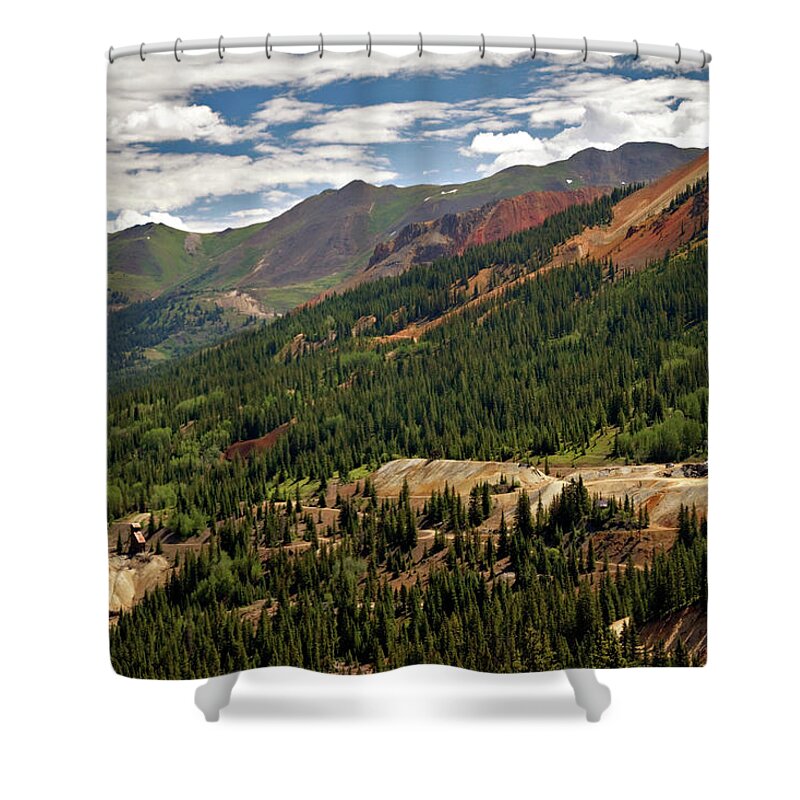 Abandoned Shower Curtain featuring the digital art Red Mountain Mining - 550 View by Lana Trussell