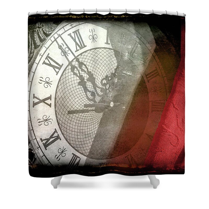 Red Oclock Shower Curtain featuring the photograph Red OClock by Sharon Popek