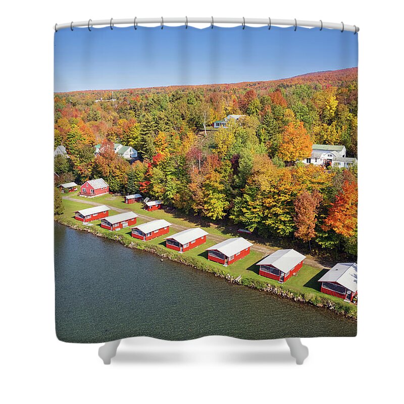  Shower Curtain featuring the photograph Red On Red At Lake Willoughby, Vermont by John Rowe