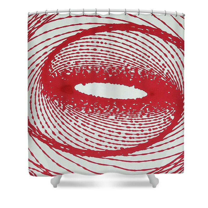 Red Shower Curtain featuring the painting Red Pendulum Painting by Stacy C Bottoms