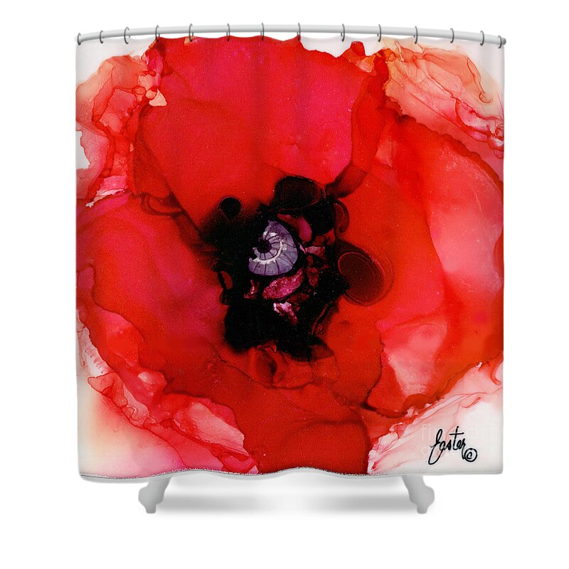 Red Poppy Shower Curtain featuring the painting Red Poppy by Daniela Easter