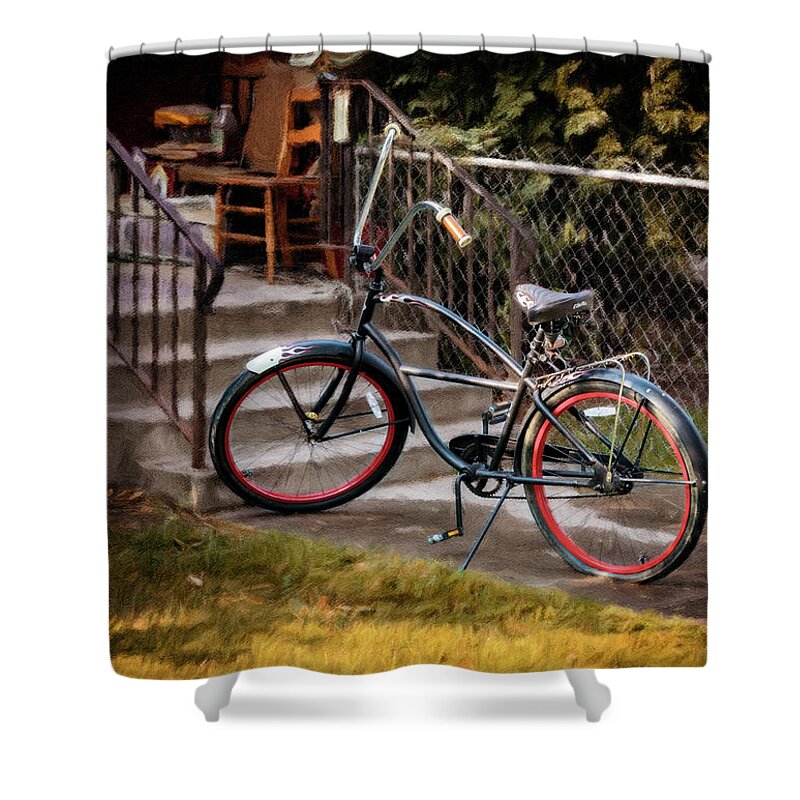 Bicycle Shower Curtain featuring the photograph Red Rim Bicycle by Craig J Satterlee