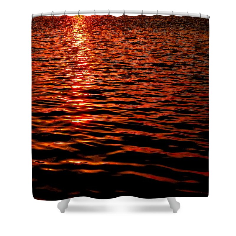 River Shower Curtain featuring the photograph Red River at Sunset by Linda Stern