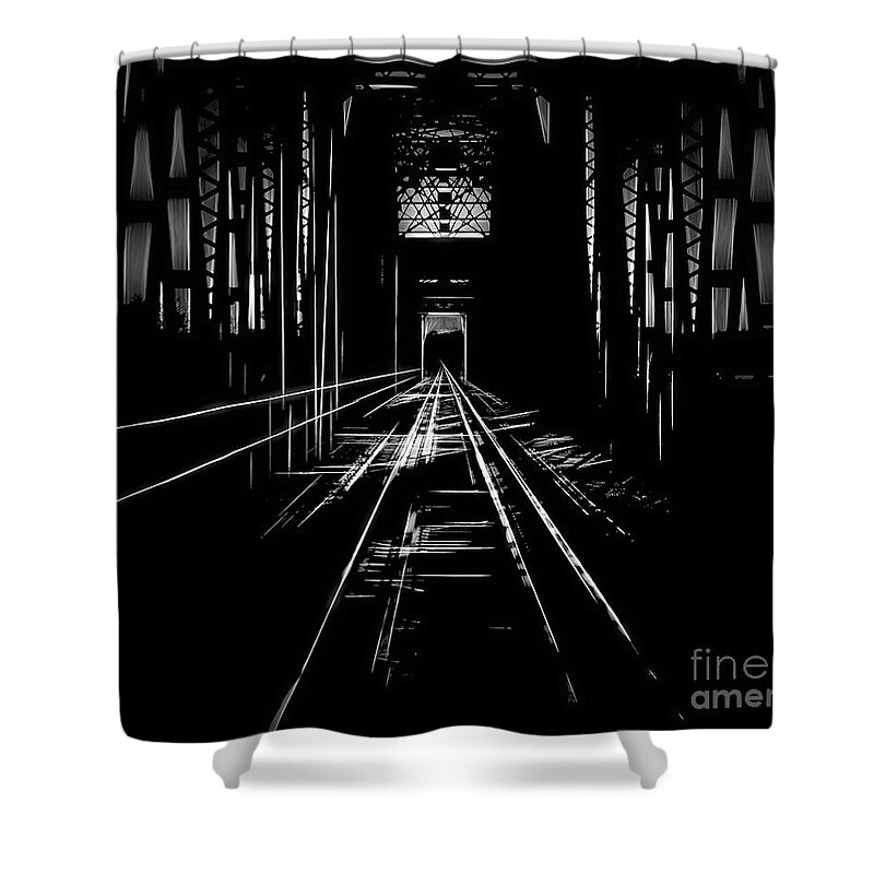 Red Shower Curtain featuring the photograph Red River Rail Road Crossing by Diana Mary Sharpton
