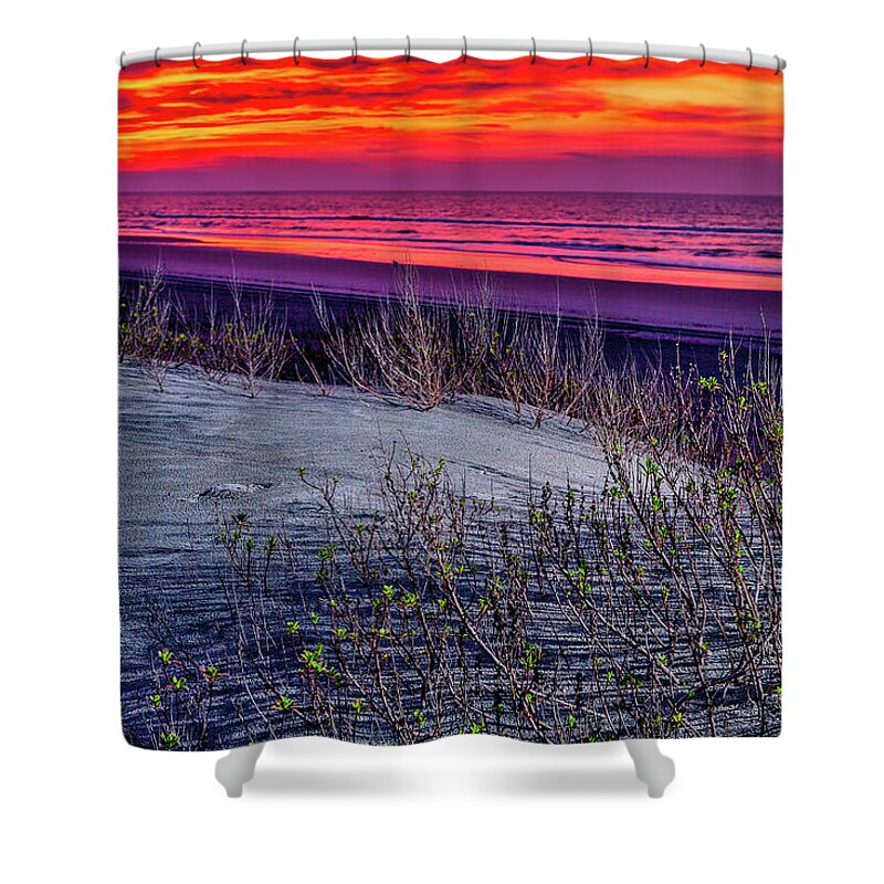 North Carolina Shower Curtain featuring the photograph Red Sky in the Morning by Dan Carmichael