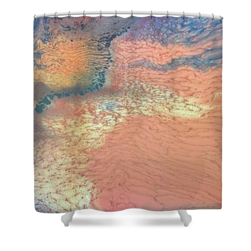 Pour Your Heart Out Shower Curtain featuring the painting Red Tide by Pour Your heART Out Artworks