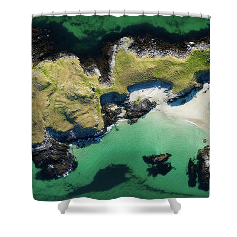 Panorama Shower Curtain featuring the photograph Reef Beach Isle of Leis Outer Hebrides Scotland by Sonny Ryse